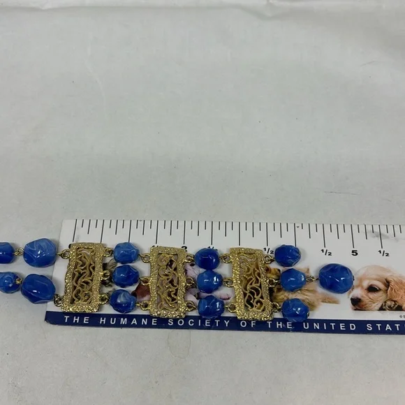 Pretty vintage blue bead, Art Deco style necklace - Picture 12 of 12